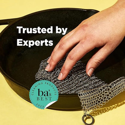 The Ringer - The Original Stainless Steel Cast Iron Cleaner, Patented XL 8x6 Inch Design