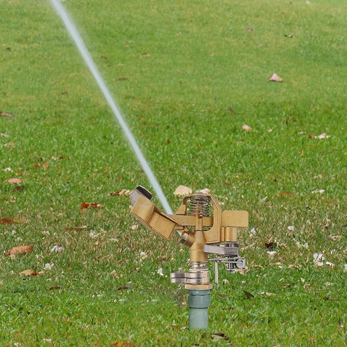 Brass Impact Sprinkler,Heavy Duty Brass Sprinklers for Yard Lawn Garden,Adjustable 20 - 360 Pattern, 20' - 41' Spray Distance