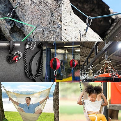 Anvin 2 Pack Large Quick Links M10 38 Inch Heavy Duty Carabiner Stainless Steel Chain Links Connector D Shape Locking Chain Hooks Repair Utility Screw Links for Camping Outdoor Equipment Hammocks