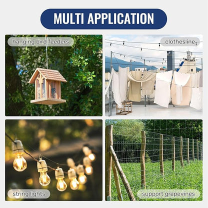 DOEWORKS Wire Rope Stainless Steel Vinyl Coated Aircraft Cable 18" Thru 316", 100 Ft 7x7 Strands Construction with 50Pcs Aluminum Sleeves,for Decking Railings String Lights,Outdoor,Garden or Crafts