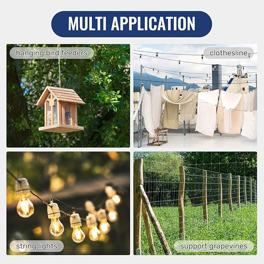 DOEWORKS Wire Rope Stainless Steel Vinyl Coated Aircraft Cable 18" Thru 316", 100 Ft 7x7 Strands Construction with 50Pcs Aluminum Sleeves,for Decking Railings String Lights,Outdoor,Garden or Crafts