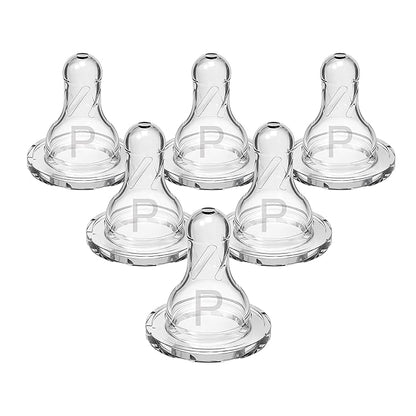 Dr. BrownAos Natural Flow Preemie Flow Narrow Baby Bottle Silicone Nipple, Slowest Flow, 0m, 100 Silicone Bottle Nipple, 6 Count(Pack of 1)