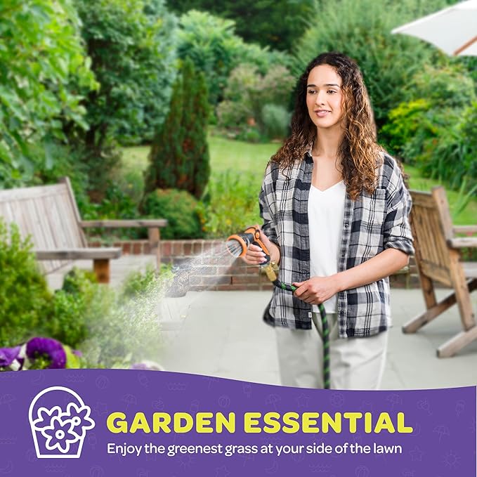 Hose Nozzle [Orange] Heavy Duty Hose Sprayer With 10 Adjustable Watering Patterns. Thumb Control Design, Comfortable Ergonomic Grip, Garden Hose Nozzle for Watering Plants & Lawns/Fun showers/Cleaning