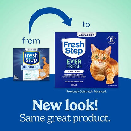 Fresh Step Advanced Ever Fresh Unscented Clumping Cat Litter, 16 lb., 2 Pk Ultra Absorbent to Last Longer, Unscented, Lowest Dust Formula, Compatible with Most Auto Litter Boxes