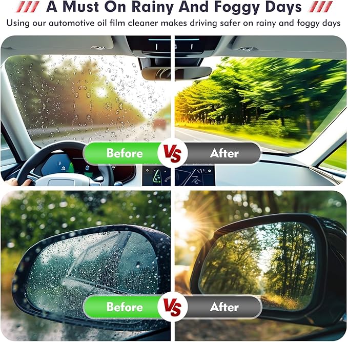 Automotive Oil Film Cleaning Brush, Car Glass Oil Film Cleaner, Anti-Rain Fog Car Glass Cleaner, Car Windshield Cleaner for Improved Clarity and Visibility (1Pack)