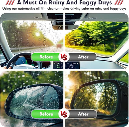 Automotive Oil Film Cleaning Brush, Car Glass Oil Film Cleaner, Anti-Rain Fog Car Glass Cleaner, Car Windshield Cleaner for Improved Clarity and Visibility (1Pack)