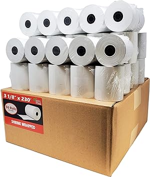 (50 Rolls) 3 18 x 230 Thermal Paper Receipt Rolls (55 GSM Premium Quality German Paper) Fits All POS Cash Registers BPA Free - BuyRegisterRolls