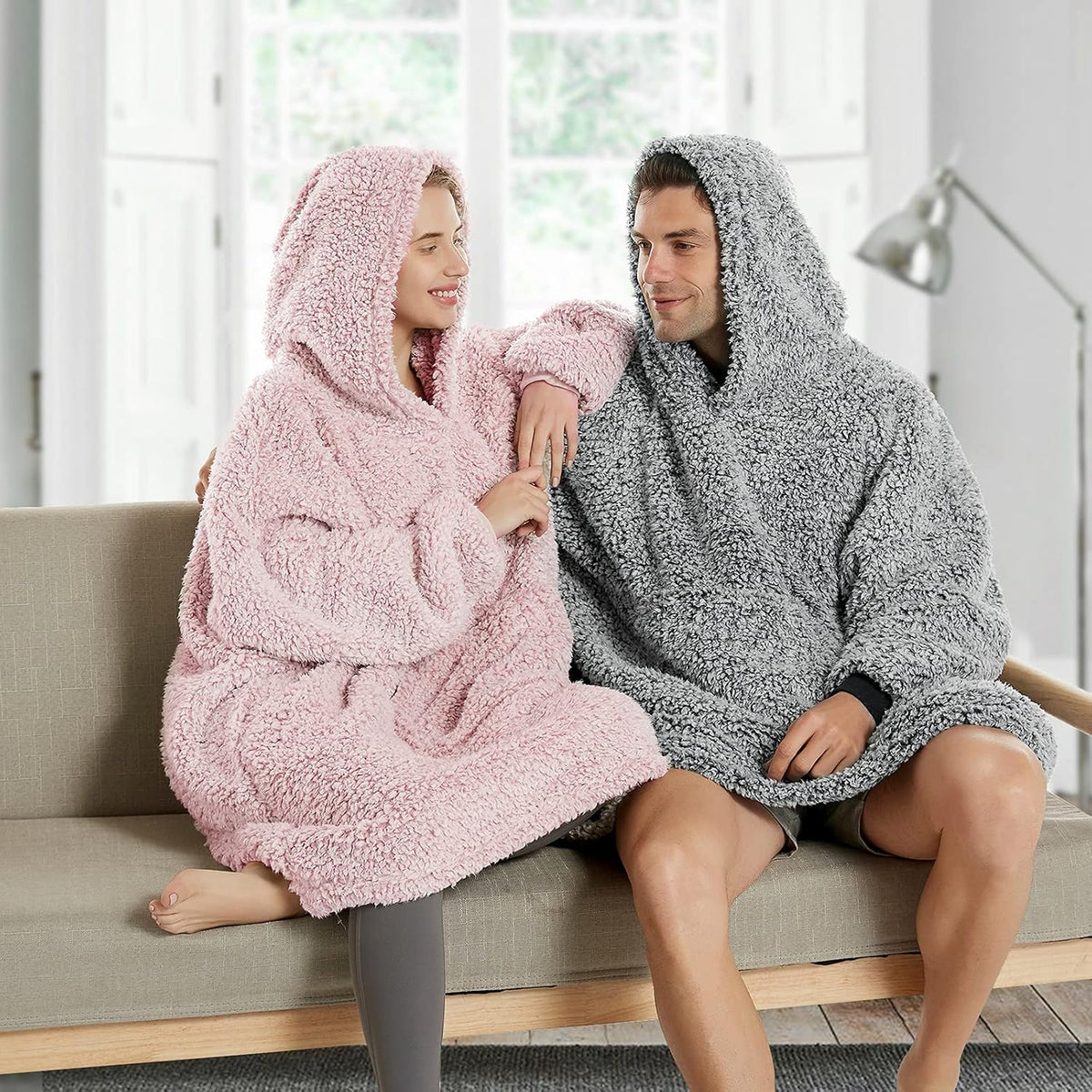 Cozy Sherpa Wearable Blanket Hoodie for Adults Women Men Kids Gift Idea-Hooded Snuggle Blanket- Oversized Blanket Sweatshirt-Super Warm Light Weight, Black