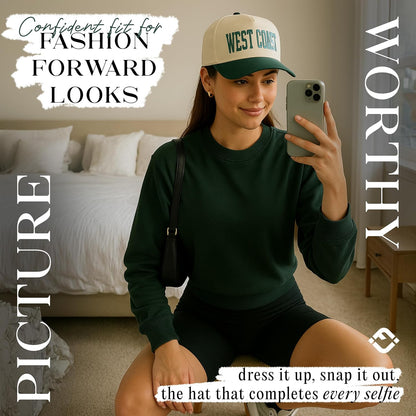 Funky Junque Vintage Canvas Snapback Hat - Adjustable 2 Tone Cap for Men Women - Put It On My, Cowboy, Girl Dad, Funny ( Green/Beige )