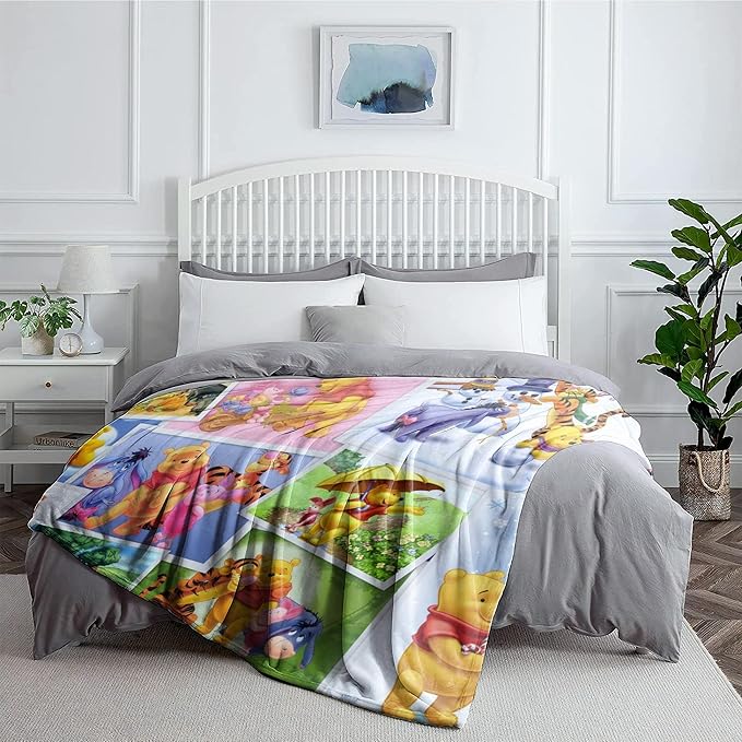 Honey Bear Edward Anime Flannel Blanket, Lightweight Cozy Throw Blanket Warm Bed Blanket fit Sofa and Couch (03,Large 80x60in)