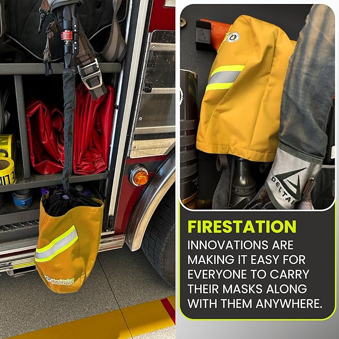 SCBA MASK BAG - Heavy Duty Firefighters Bags with Multiple Pockets| Respirator Bags with Sleek Design and Extra Storage (Yellow)