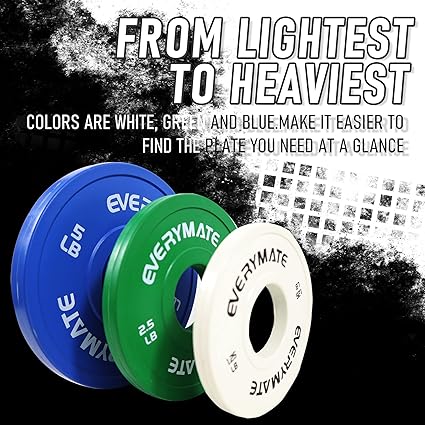 Change Weight Plates 1.25LB 2.5LB 5LB 10LB Set Fractional Plate Olympic Bumper Plates for Cross Training Bumper Weight Plates Steel Insert Strength Training Weight Plates