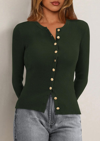 PRETTYGARDEN Women's Fall Lightweight Cardigan Sweaters | Button up, Soft Ribbed Knit, Long Sleeve Tops, Slim Fitted, Casual Going Out Outfits, Fall Fashion, Layering Winter Clothing