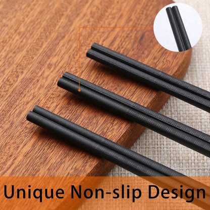 4 Pairs Fiberglass Chopsticks, Reusable Alloy Chop Sticks Non-slip Chopsticks, Dishwasher, 9 1/2 Inches