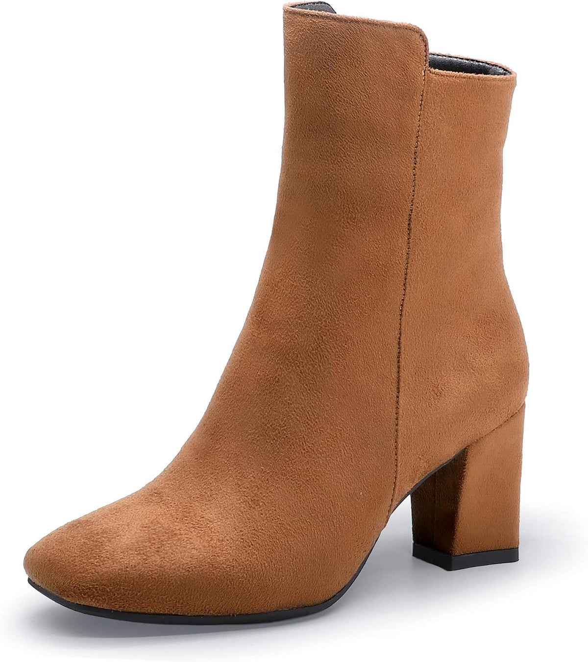 New But Not In Original Box.IDIFU Women's Ada Fashion Square Toe Ankle Boots Low Block Heel Short Boots Side Zipper Booties Shoes- Half Size Larger