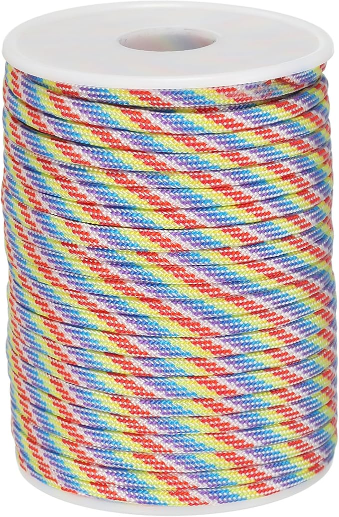 PATIKIL 330 lb Parachute Rope, 0.157 in, 7 strands for tent, camping, hammock, hiking, fishing, survival bracelet, DIY projects, rainbow color, 98 feet