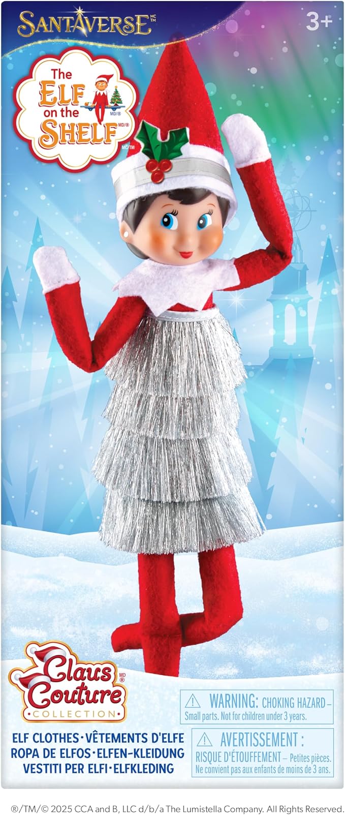The Elf on the Shelf Claus Couture Collection Tiny Tinsel Dress -( Dazzling Vintage Elf Dress - Scout Elf Not Included )