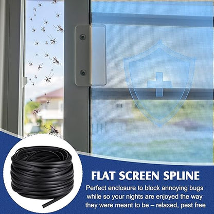 Flat Screen Spline 0.315 Width Vinyl Screen Spline Flat Bottom and Curved Top Edge Screen Spline for Replace The Glass Screen on Windows or Patio Screen Doors, 0.092" Thickness (100 ft)