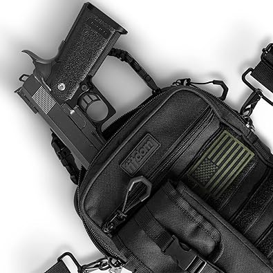 Fitdom Black Small Tactical Messenger Bag For Men. This EDC Has Multiple Ways to Carry as Sling, Shoulder, Crossbody, Waist.