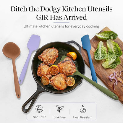 GIR: Get It Right 5 Piece Silicone Cooking Utensils Set - Ladle, Spatula, Flip, Spoon  Spoonula - Non-stick - Heat Resistant - Mediterranean Kitchen Utensils Set - Baking Supplies - BPA  BPS Free