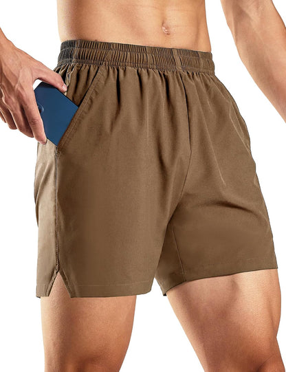GYM REVOLUTION 5 Inch Mens Dry Fit Running Athletic Shorts with Pockets, Water Resistant Lightweight Quick Dry Gym Workout Shorts