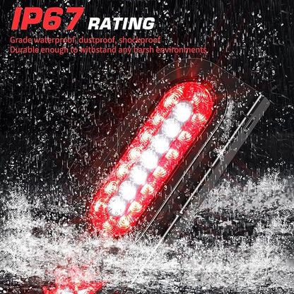 LINKITOM 6 Inches Oval Tail Lights with Steel Mounting Bracket for 10-30 Volt Boat Trailer Truck RV, DOT Certified, IP67 Waterproof