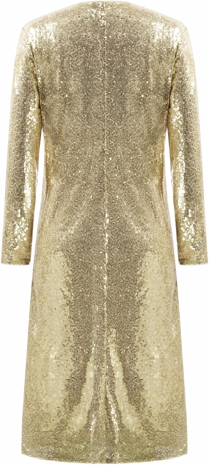 KANCY KOLE Women Sequin Cardigan Long Sleeve Open Front Jacket Blazers for Holiday Christmas