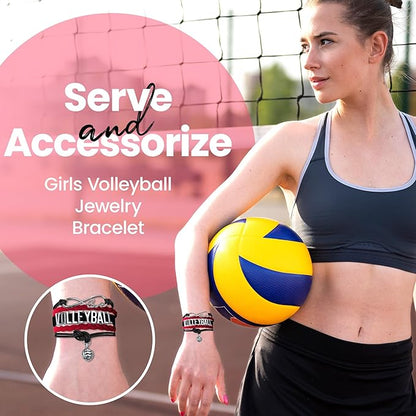 Volleyball Bracelets For Girls- Ideal Volleyball Gifts & Souvenirs. Adjustable Charm Bracelet with Moveable Letters, Infinity Symbol & Silver Volleyball Charm. Fashionable Bracelets by SportyBella.