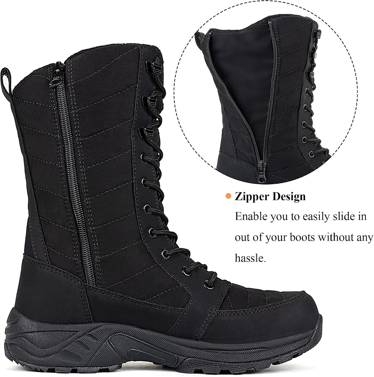 Women's Waterproof Winter Snow Boots Warm Comfortable with Side Zipper - 2025 Fashion Lightweight Hiking boots for Cold Weather Insulated Mid Calf Military Booties