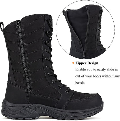 Women's Waterproof Winter Snow Boots Warm Comfortable with Side Zipper - 2025 Fashion Lightweight Hiking boots for Cold Weather Insulated Mid Calf Military Booties