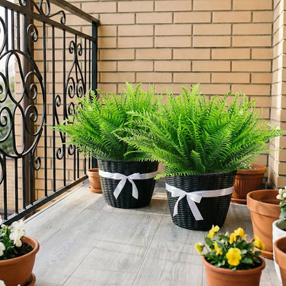 lovemoon 12 Pcs Fake Ferns for Outdoors UV Resistant Faux Fern Plants, Artificial Greenery Fern Stmes for Outside, Garden Porch & Patio Greenery Decor (12, Light Green)