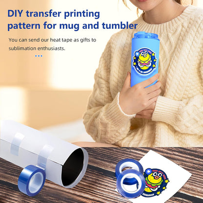 P18 – Blue Heat Tape for Vinyl Sublimation and Heat Transfer – Oxidation and High-Temperature Resistant – Residue-Free – 4-Pack – 0.8" x 54 ft