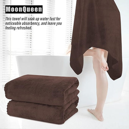 MOONQUEEN 6 Pack Premium Bath Towel Set - Quick Drying - Microfiber Coral Velvet Highly Absorbent Towels - Multipurpose Use as Bath Fitness, Bathroom, Shower, Sports, Yoga Towel (Wood Brown)