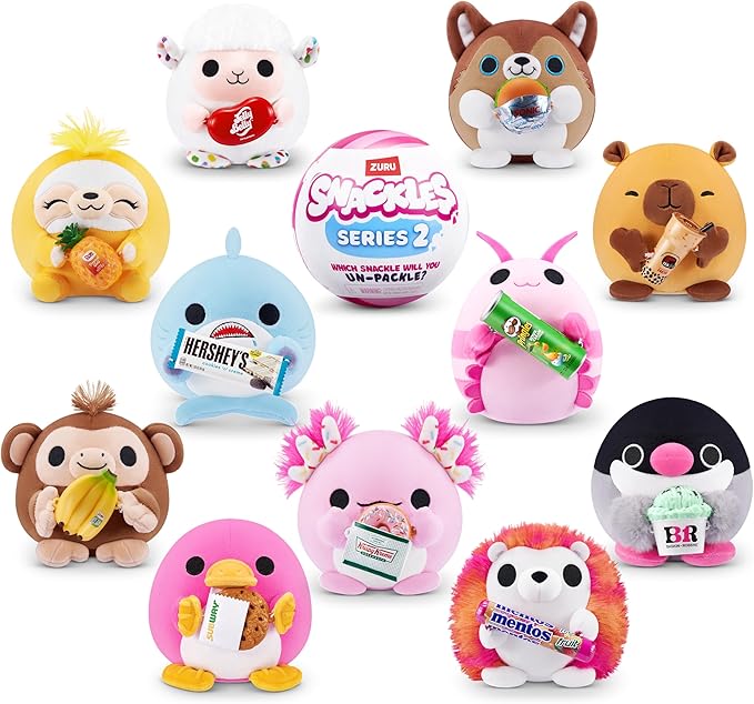 Snackles Series 2 Mystery UNbox 5 Inch Plush in Capsule by ZURU, Ultra Soft Plush, Collectible Plush with Real Licensed Brands, Stuffed Animal