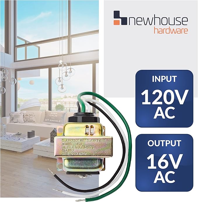 Newhouse Hardware 16TR Doorbell Transformer, wired 16V10VA, Assorted