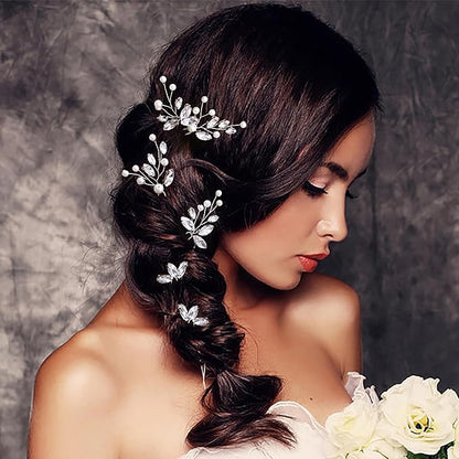 Oriamour 6 bridal hair pins, wedding hair accessories with rhinestones, bridal hair accessories, jewelry for brides, bridesmaids, flowers, women