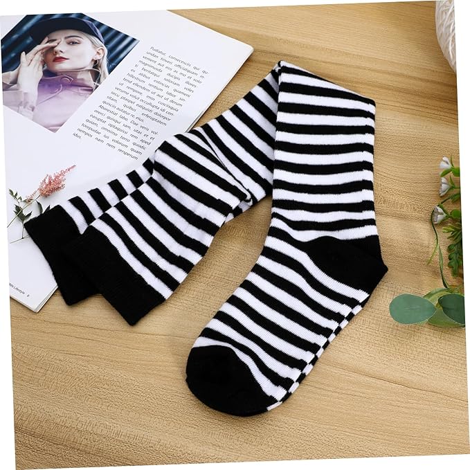 Black and grey Pinstriped Leg Socks Women's High Socks over The Knee