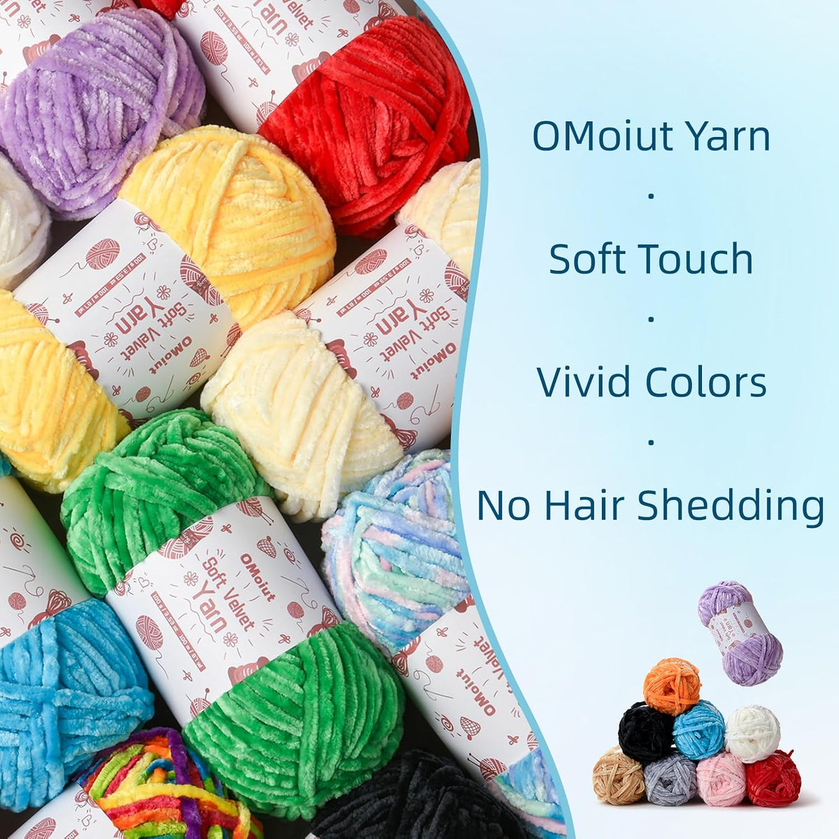 100g Fluffy Velvet Chenille Yarn for Crocheting and Knitting, 80m (87.5yd) Baby Yarn for Crocheting Soft, Crochet Chunky Yarns Amigurumi Yarns (Violets)