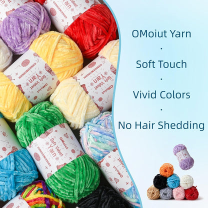 100g Fluffy Velvet Chenille Yarn for Crocheting and Knitting, 80m (87.5yd) Baby Yarn for Crocheting Soft, Crochet Chunky Yarns Amigurumi Yarns (Violets)