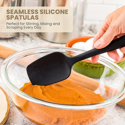 High Heat Flexible Silicone Spoon Spatula - 10.4in Seamless Baking Bowl Scraper and Cooking Scraper for Nonstick Cookware - Silicone Spatulas for Kitchen Use (Red)