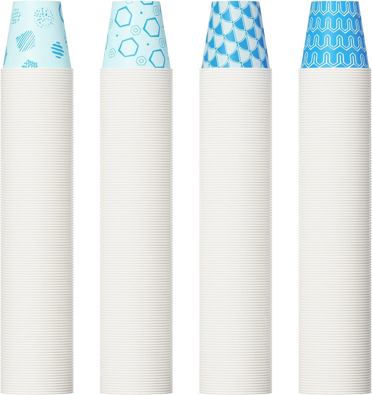 [300Pack ] 3 oz Paper Cups, Small Mouthwash Cups, Disposable Bathroom Cups, Paper Cups for Party, Picnic, BBQ, Travel, and Event, Assorted Blue Pattern