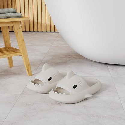 Men's and Women's Shark Slides Cloud Slippers Summer Novelty Open Toe Slide Sandals Anti-Slip Beach Pool Shower Shoes with Cushioned Thick Sole