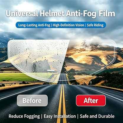 Universal Anti Fog Film for Motorcycle Helmet Visor, Helmet Face Shield Anti Fog Visor Insert, Long-Lasting Performance, Easy to Install, No Glue Residue, Ideal for Cold & Rainy Weather Riding