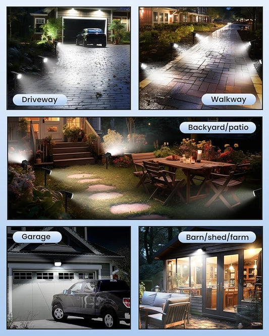 Solar Spot Lights Outdoor Waterproof Landscape Spotlights 63 LEDs 3 Lighting Modes IP65 Solar Spot Lights for Outside, Backyard, Garge, Garden, House-1 Pack Cool White