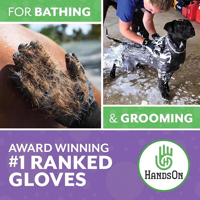 Pet Grooming Gloves - Patented #1 Ranked, Award Winning Shedding, Bathing, & Hair Remover Gloves - Gentle Brush for Cats, Dogs, and Horses (Grey, M)