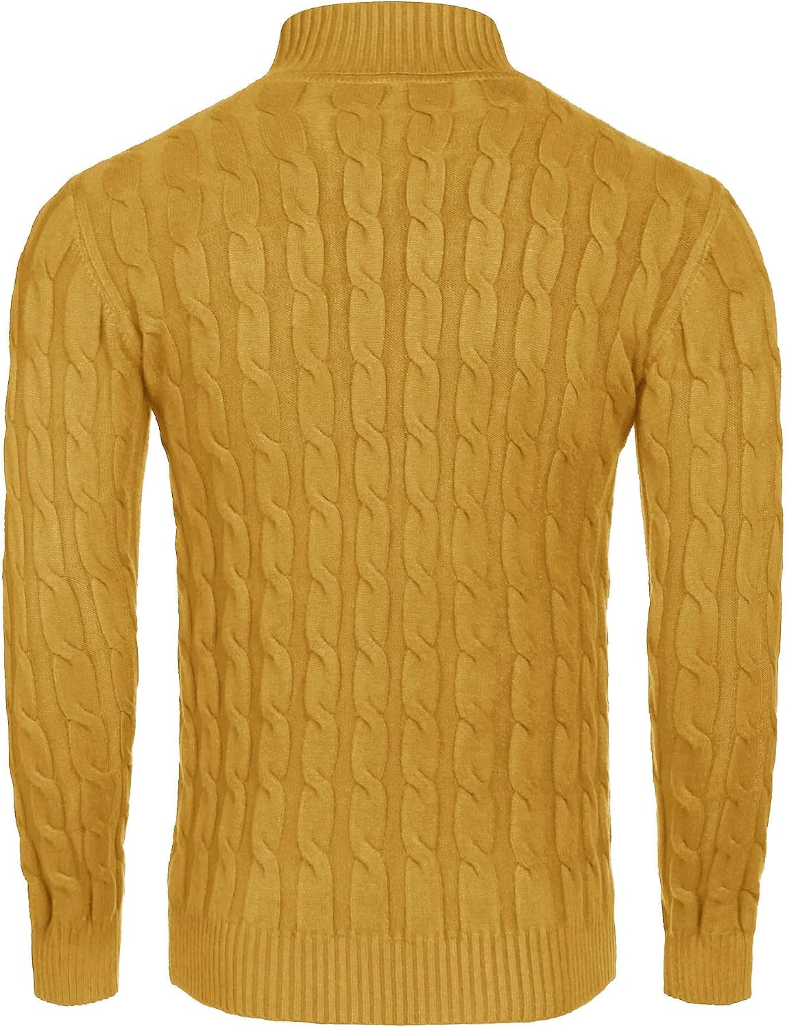 Orange Color COOFANDY Men's Slim Fit Turtleneck Sweater Casual Twisted Knitted Pullover | Turtleneck Design, Cable Knit Texture with Ultra Stretch, Slim Fit Thermal, Business Casual Office Wear, Fall Winter Clothing