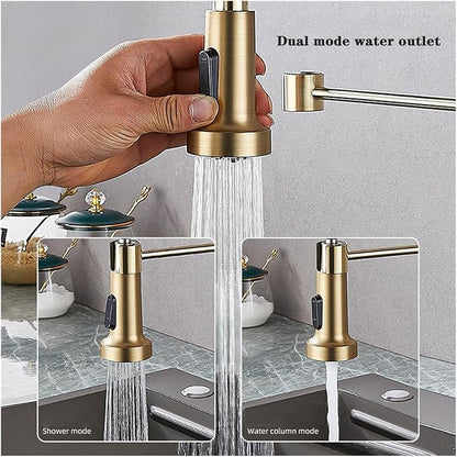Kitchen Faucet Pull Out Sprayer Countertop Mount Matte Black Mixer Faucet 360 Degree Swivel Kitchen Sink Hot and Cold Water Faucet