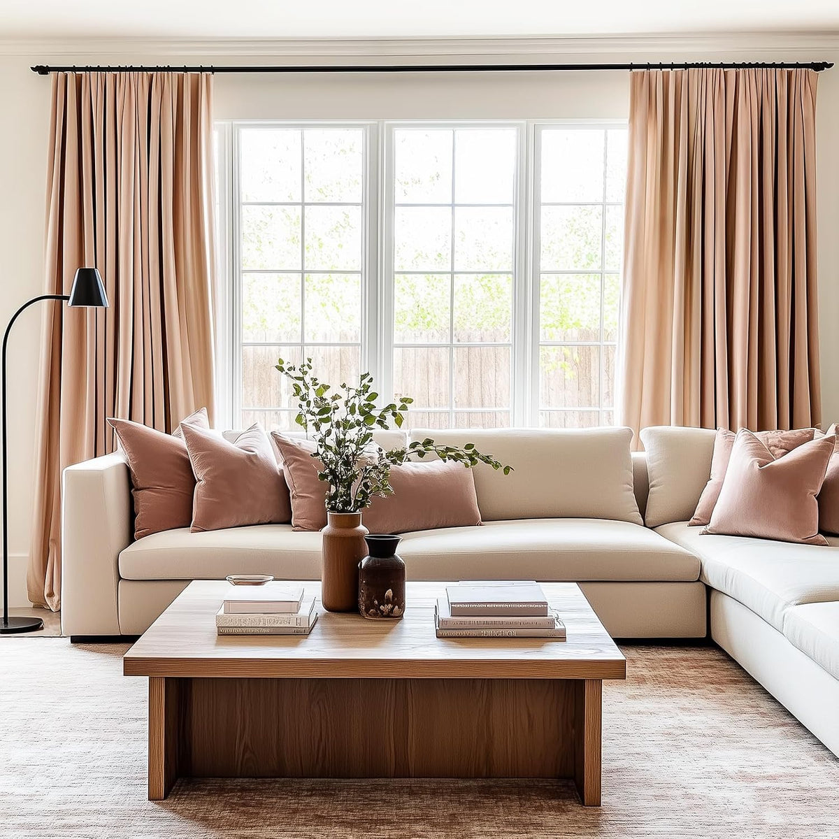 Topfinel 120 Inches Long Extra Long Blush Pink Velvet Curtains for Living Room, Taupe Brown Heavy Luxury Floor to Ceiling Back Tab Sound Absorbing Crushed Velve Drapes 2 Panels for Track System 10 FT