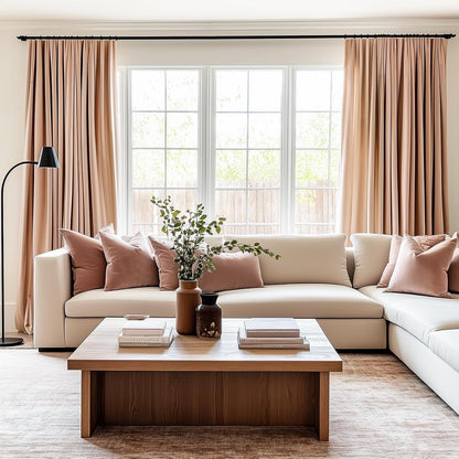 Topfinel 120 Inches Long Extra Long Blush Pink Velvet Curtains for Living Room, Taupe Brown Heavy Luxury Floor to Ceiling Back Tab Sound Absorbing Crushed Velve Drapes 2 Panels for Track System 10 FT