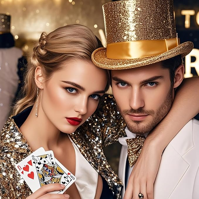 Top Hats for Men Women Adults, Shiny Magician Hat Tuxedo Hat Victorian Dress Up Christmas Top Hats
